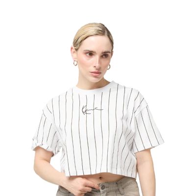 Karl Kani Small Signature Essential Pinstripe Crop White - Bijela - Majica kratkih rukava Karl Kani Small Signature Essential Pinstripe Crop White - Bijela - Majica kratkih rukava